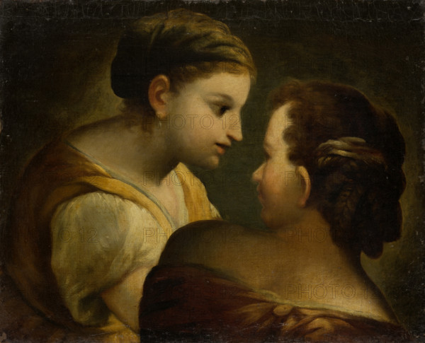 Two Girls in Conversation, 1700-1800. Creator: German Master.