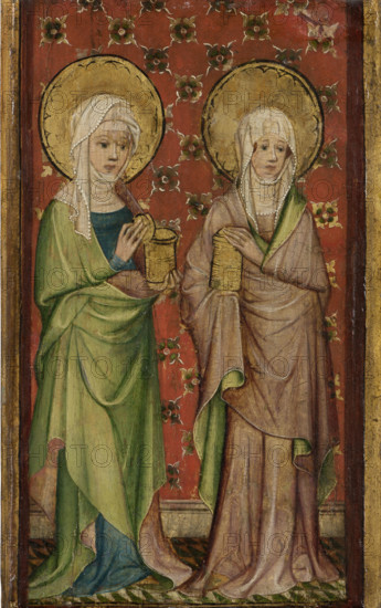 Two out of three Marys at the Sepulchre, c1400. Creator: Older Master of the Aachen Wardrobe.