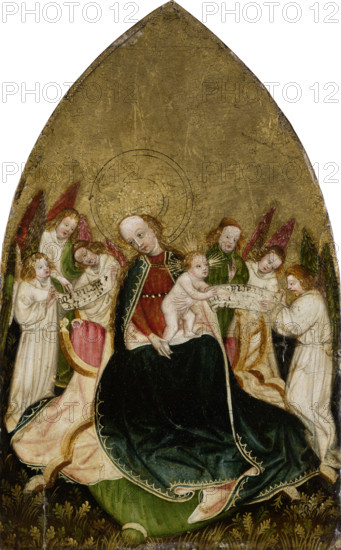 Virgin with Child Enthroned, Surrounded by Angels, c1430. Creator: Swabian or Upper-Rhenish Master.