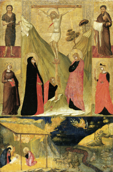The Crucifixion, the Nativity and Saints, c1330-1335. Creator: Ambrogio Lorenzetti.