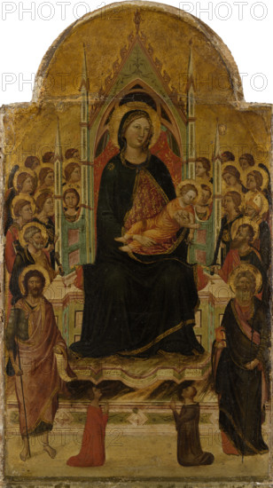Madonna and Child Enthroned with Angels, Saints and Donors, before 1330. Creator: Jacopo del Casentino.