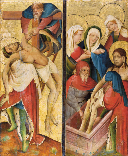Deposition and Entombment of Christ, c1420. Creator: Master of the Middle Rhine.