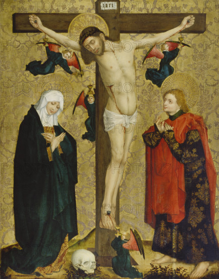 The Crucifixion with Mary and Saint John the Evangelist, 1450-1460. Creator: Master of the Middle Rhine.