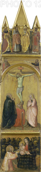 Crucifixion, Virgin and Child with a Deacon, c1315-1360. Creator: Workshop of Pietro Lorenzetti.