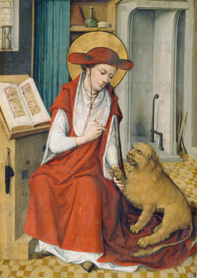 St Jerome in his Study with the Lion, 1480. Creator: Master of the Housebook.