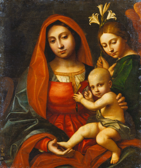 Madonna and Child with an Angel, 1519. Creator: Cavazzola.