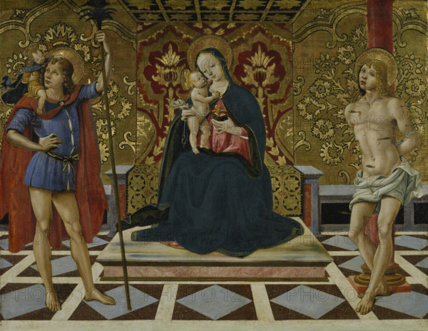 Virgin and Child Enthroned with Saints Christopher and Sebastian, c1498-1525. Creator: Fiorenzo di Lorenzo.