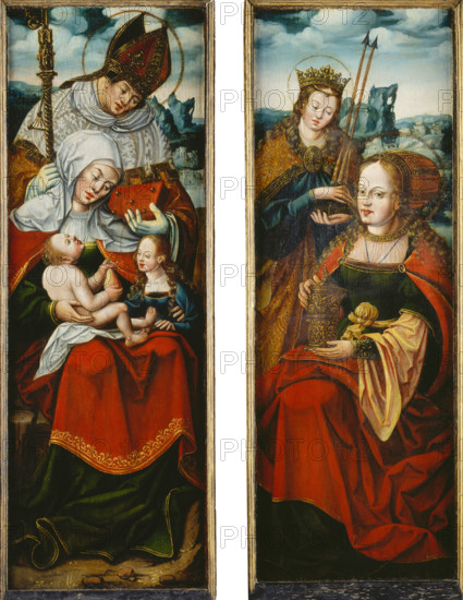 Virgin and Child, a Bishop Saint, and St Anne; the Magdalen and St Ursula...altarpiece, c1545. Creator: Follower of Anton Woensam von Worms.