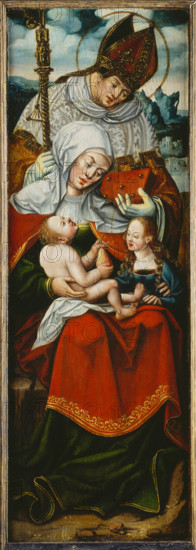 Virgin and Child, a Bishop Saint, and St Anne, left wing of an altarpiece, c1545-1550. Creator: Follower of Anton Woensam von Worms.
