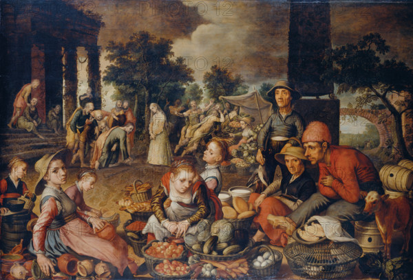 Market Scene with Christ and the Adulteress, 1559. Creator: Pieter Aertsen.