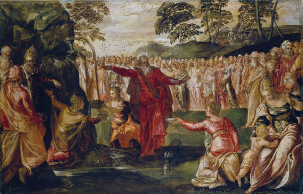 Moses Striking the Rock, c1555-1570. Creators: Jacopo Tintoretto, Workshop of Tintoretto.