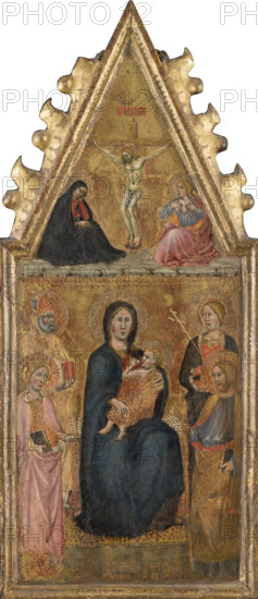 Enthroned Madonna and Child with four saints..., c1380-1395. Creators: Cristoforo di Bindoccio, Meo di Pero.
