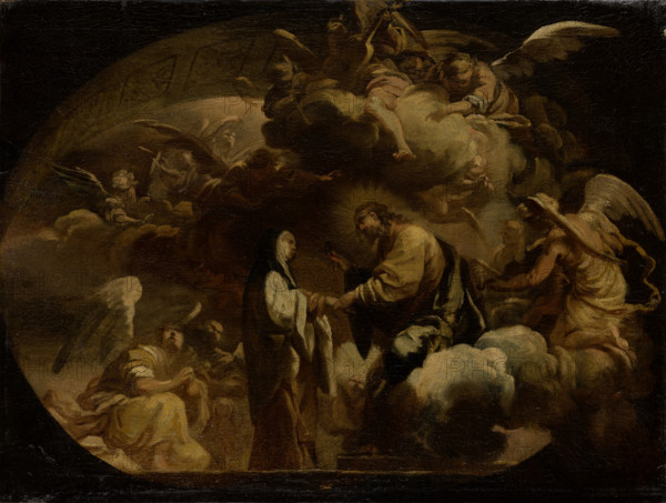 Ceiling design: Christ Handing a Nail (?) to a Nun, 1701-1800. Creator: Italian Master.