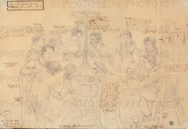 An evening of art at Senator Franz Brentano's, 1820. Creator: Ludwig Emil Grimm.