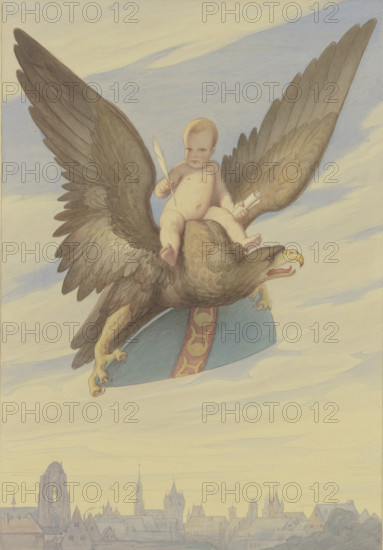 Goethe's Birth, (design for a standard at Goethe's Jubilee in 1849), 1849. Creator: Eduard von Steinle.