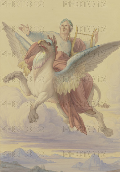 Goethe's Apotheosis, (design for a standard at Goethe's Jubilee in 1849), 1849. Creator: Eduard von Steinle.