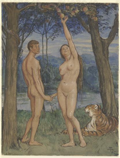 Adam and Eve, 1882. Creator: Hans Thoma.
