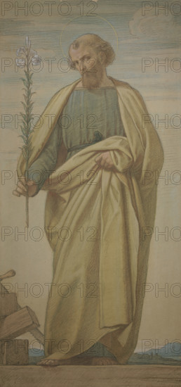 Saint Joseph with the lily staff, 1860. Creator: Eduard von Steinle.