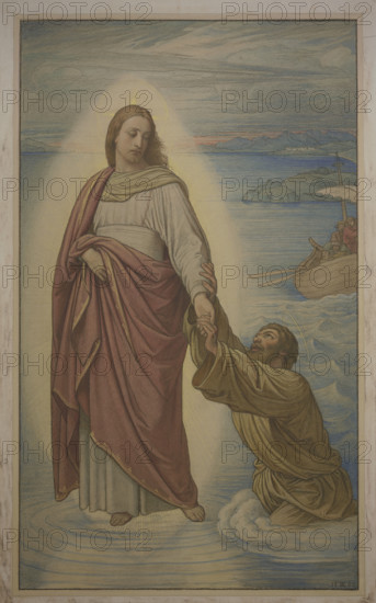 Christ rescuing the sinking Peter, 1860. Creator: Eduard von Steinle.