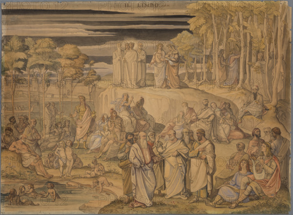 Dante in Limbo, or the abode of good souls, but not baptized people..., 1831. Creator: Johann Anton Ramboux.