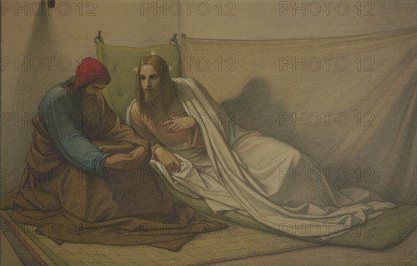 Christ and Nicodemus: Nighttime teaching (first composition), 1863. Creator: Eduard von Steinle.