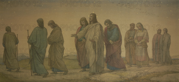 Christ walking with the disciples, (first composition), 1862. Creator: Eduard von Steinle.