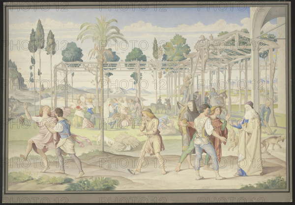 The parable of the laborers in the vineyard, Primaticcio's Garden of Vertumnus..., 1821. Creator: Johann Anton Ramboux.