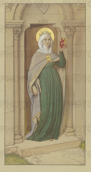 Saint Elizabeth, modeled after the 15th-century wooden statue in St. Elizabeth's Church..., 1864. Creator: Eduard von Steinle.