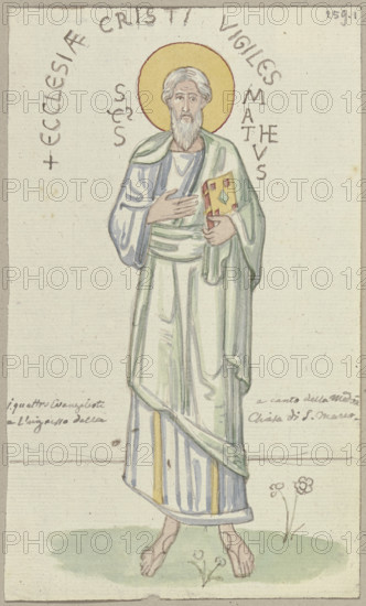 The four Evangelists at the atrium of the main entrance of San Mark's Basilica...Matthew, 1818-1843. Creator: Johann Anton Ramboux.