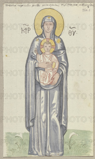 A mosaic in the atrium of San Marco in Venice; detail of Mary with the Christ Child, 1818-1843. Creator: Johann Anton Ramboux.