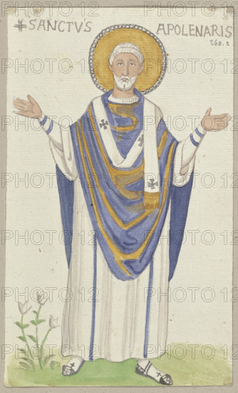 A mosaic in Sant’Apollinare in Classe near Ravenna, depicting Apollinaris of Ravenna...1818-43. Creator: Johann Anton Ramboux.