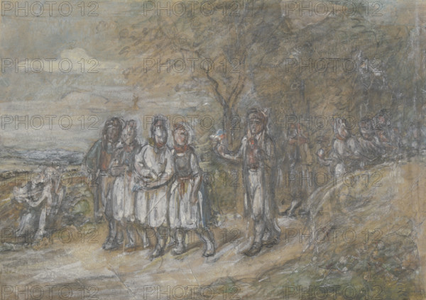 Hessian farm youths, c1840s. Creator: Jakob Dielmann.