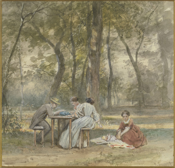 The artist with his family on holiday, c1840-1890s. Creator: Philipp Rumpf.