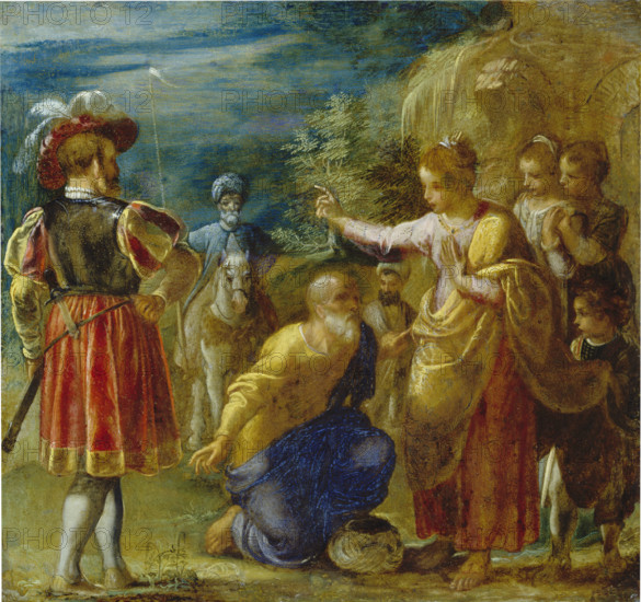 The Frankfurt Altarpiece of the Exaltation of the True Cross: The Questioning..., 1603-1605. Creator: Adam Elsheimer.