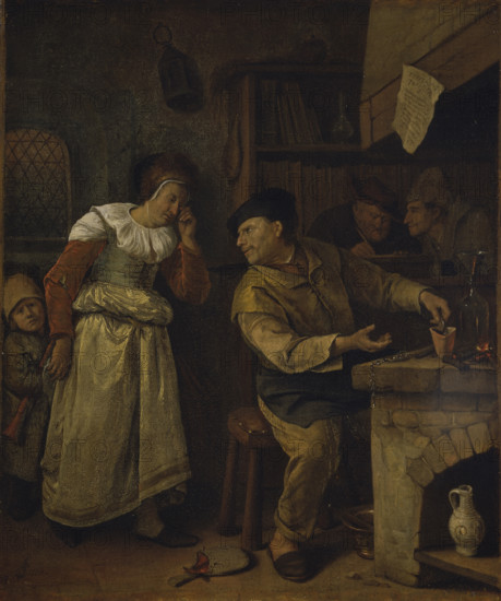 A Goldsmith Melting Down a Woman’s Jewellery in the Presence of a Notary..., c1668-1670. Creator: Jan Steen.