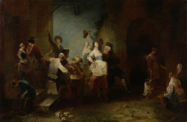 A Merry Company Dancing outside an Inn, c1753. Creator: Januarius Zick.