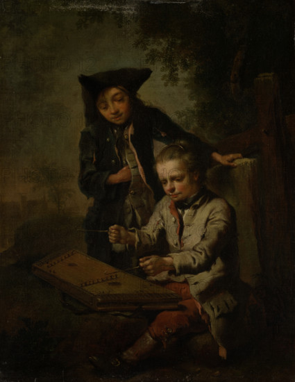 Two Boys, One of Them Playing the Dulcimer, c1758. Creator: Johann Conrad Seekatz.