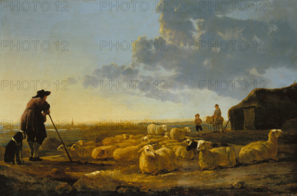 Herd of Sheep at Pasture, c1645-1655. Creator: Aelbert Cuyp.