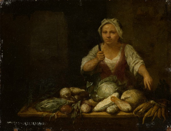 Cook Cleaning Vegetables, 1714. Creator: Nicolas van Haeften.
