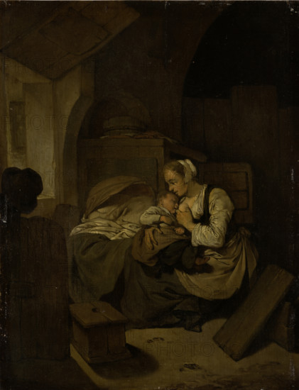 Interior with Nursing Mother, c1654-1658. Creator: Cornelis Bega.