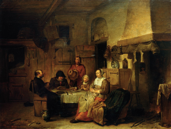 A Family Praying at the Midday Meal, 1667. Creator: Egbert van Heemskerck I.