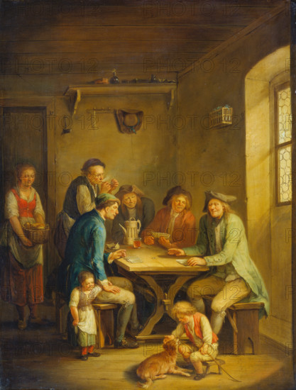 Peasants Playing Cards, 18th century. Creator: Johann Andreas Herrlein.