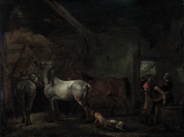Stable with Three Horses, c1656. Creator: Philip Wouverman.