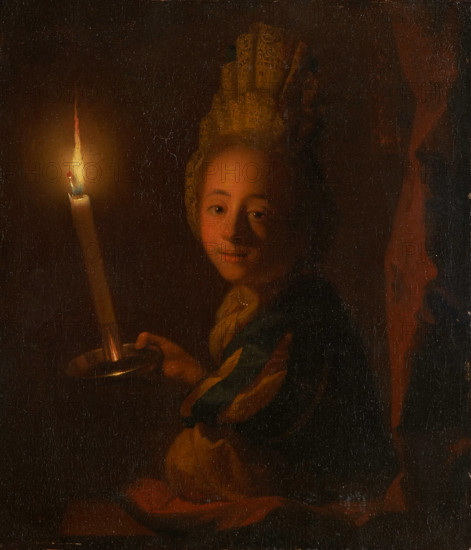 Girl with Burning Candle, c1699-1706. Creator: Godfried Schalcken.