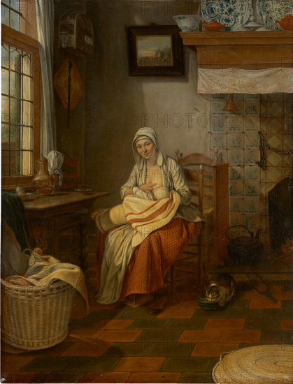 Interior with Nursing Mother, c1774. Creator: Philip Wouverman.