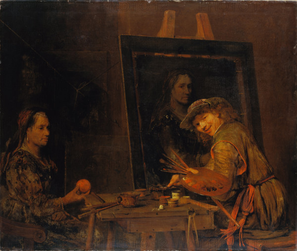 Self-Portrait as Zeuxis Portraying an Ugly Old Woman, 1685. Creator: Aert de Gelder.