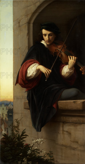 Violinist in the Belfry Window, 1858. Creator: Eduard von Steinle.