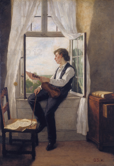 The Violinist by the Window, 1861.  Creator: Otto Scholderer.