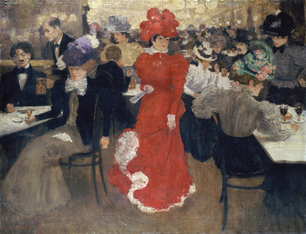 In the Café d'Harcourt in Paris, 1897. Creator: Henri Evenepoel.