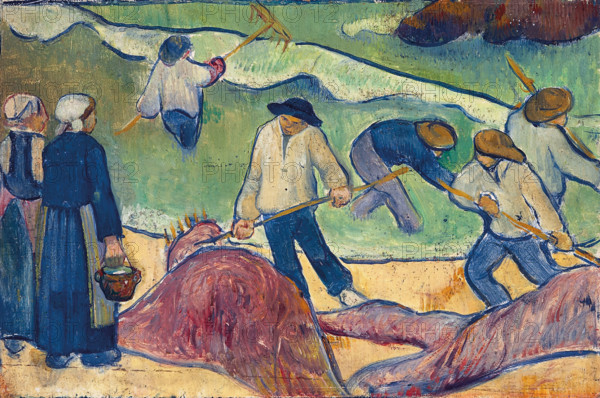 Small Landscape with Seaweed Fishermen, c1889. Creator: Paul Serusier.